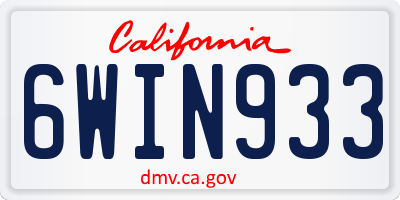 CA license plate 6WIN933