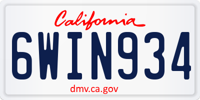 CA license plate 6WIN934