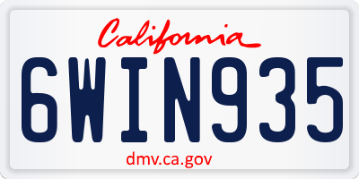 CA license plate 6WIN935