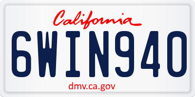 CA license plate 6WIN940