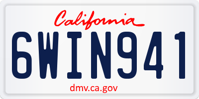 CA license plate 6WIN941