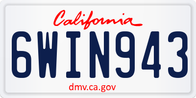 CA license plate 6WIN943