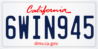 CA license plate 6WIN945