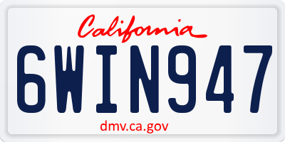 CA license plate 6WIN947