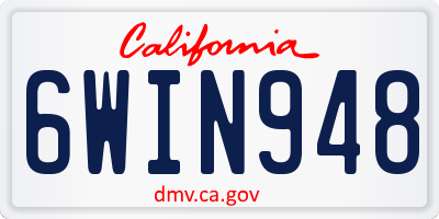 CA license plate 6WIN948