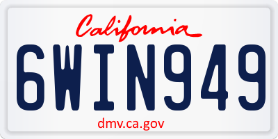 CA license plate 6WIN949