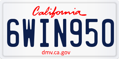 CA license plate 6WIN950
