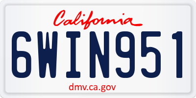 CA license plate 6WIN951