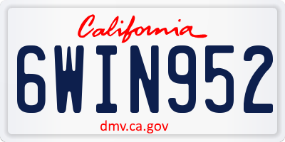 CA license plate 6WIN952