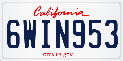 CA license plate 6WIN953