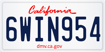 CA license plate 6WIN954