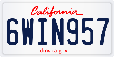 CA license plate 6WIN957