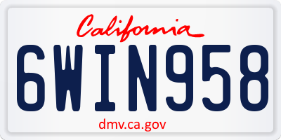CA license plate 6WIN958