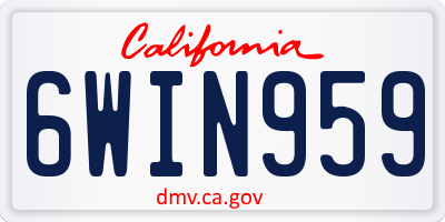 CA license plate 6WIN959