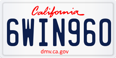 CA license plate 6WIN960