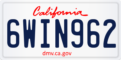 CA license plate 6WIN962