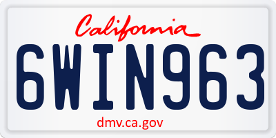 CA license plate 6WIN963