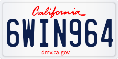 CA license plate 6WIN964