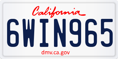 CA license plate 6WIN965