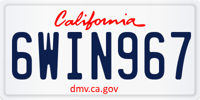 CA license plate 6WIN967