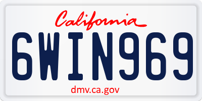 CA license plate 6WIN969