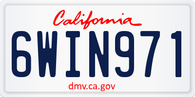 CA license plate 6WIN971