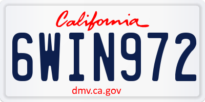 CA license plate 6WIN972