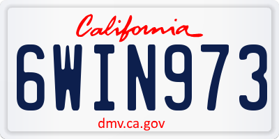 CA license plate 6WIN973