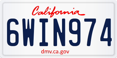 CA license plate 6WIN974