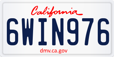 CA license plate 6WIN976