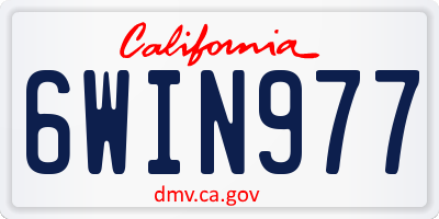 CA license plate 6WIN977