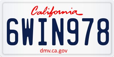 CA license plate 6WIN978
