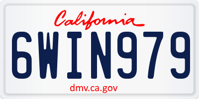 CA license plate 6WIN979