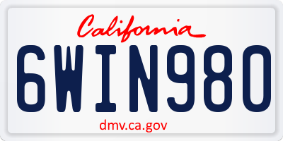 CA license plate 6WIN980