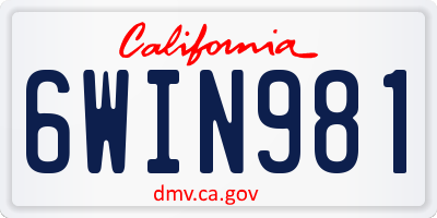 CA license plate 6WIN981