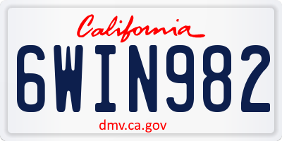 CA license plate 6WIN982