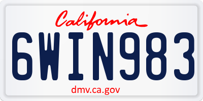 CA license plate 6WIN983