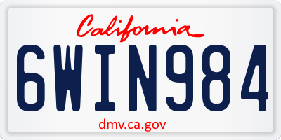 CA license plate 6WIN984