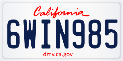 CA license plate 6WIN985