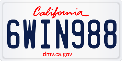 CA license plate 6WIN988