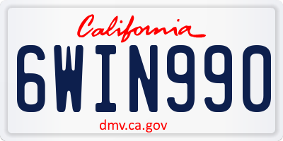 CA license plate 6WIN990