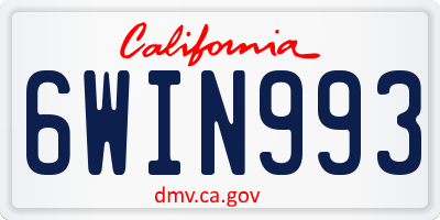 CA license plate 6WIN993
