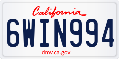 CA license plate 6WIN994