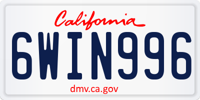 CA license plate 6WIN996