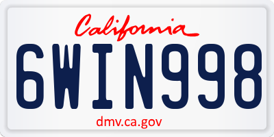 CA license plate 6WIN998