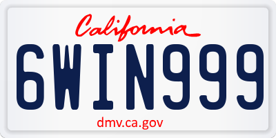 CA license plate 6WIN999