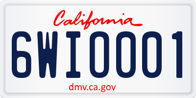 CA license plate 6WIO001