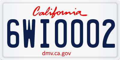 CA license plate 6WIO002