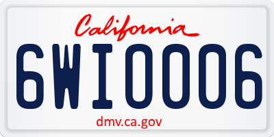 CA license plate 6WIO006