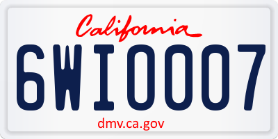 CA license plate 6WIO007